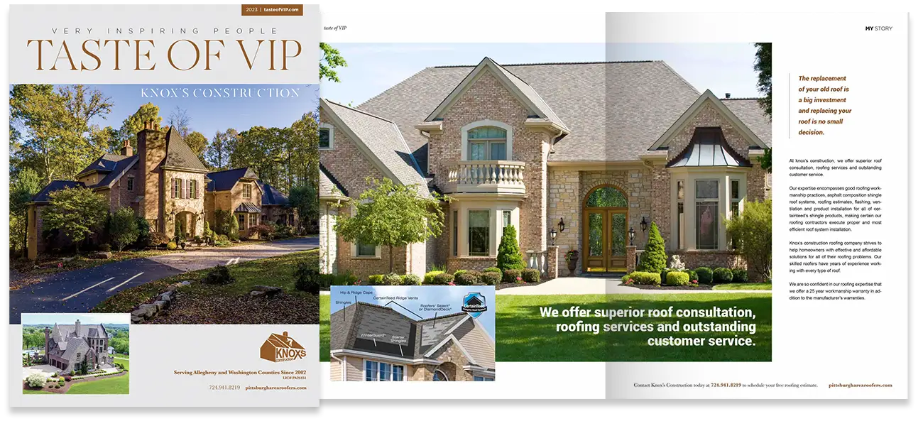 Knox Construction roofing company featured in Taste of VIP Magazine
