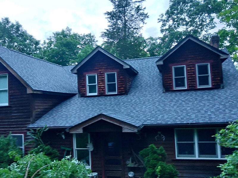 This house in Hampton, PA was transformed into a beautiful property with an updated, new roof. Our roofers installed Landmark Pro shingles from CertainTeed. 
